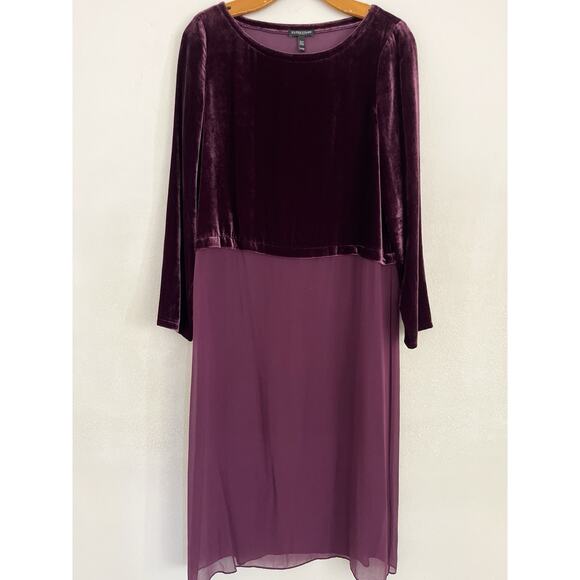 Eileen Fisher Raisinette Dress Tunic S/P Purple Silk Velvet Sheer Whimsical - Picture 1 of 5